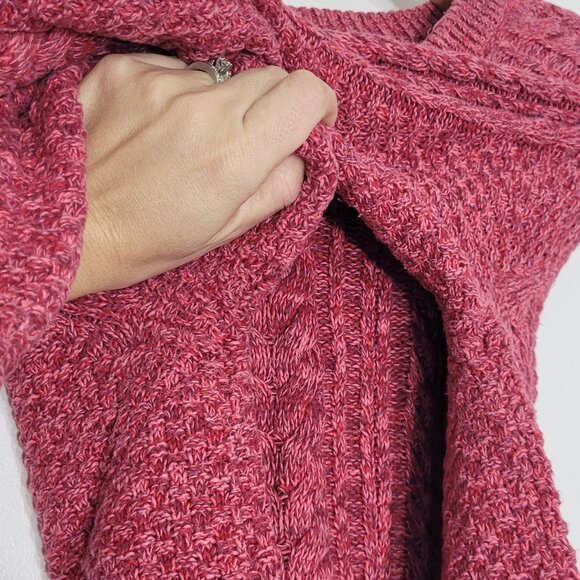 GAP Marble Pink Cranberry 100% Cotton Crew Neck Knitted Pullover Sweater Medium - Picture 8 of 14